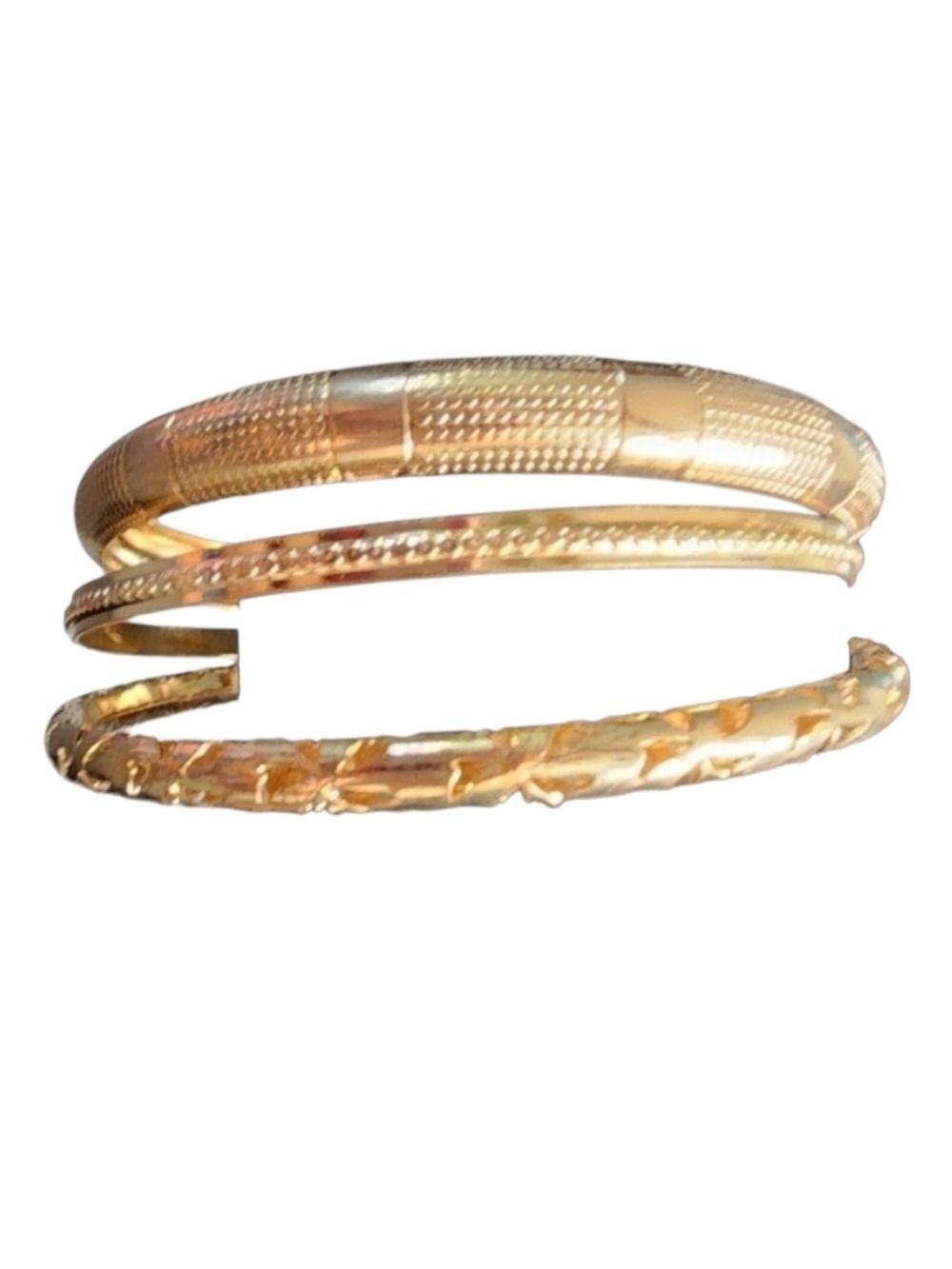 Goldtone Bangle Bracelets Geometric Ornate
